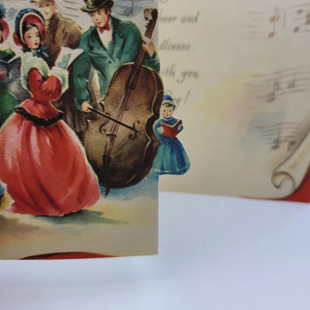 Vintage Christmas Card Joy‎ To The World Carols Made In USA